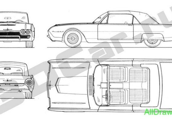 Ford Thunderbird (1961) - drawings (drawings) of the car